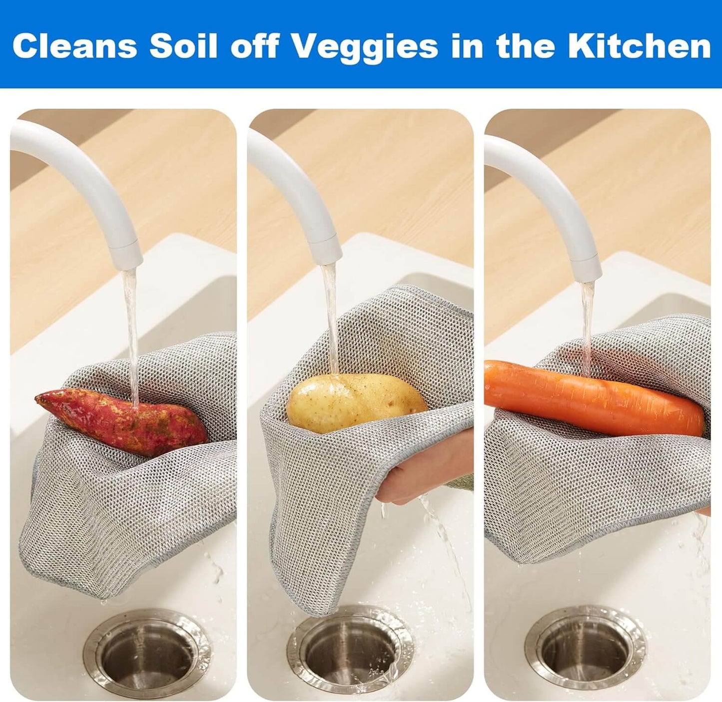 Buy 2, Get 1 Free Multipurpose Wire Dishwashing Rags (15 Pcs)